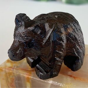 Hand Carved Ironwood Grizzly Bear Figurine Wooden Animal Carving Vintage 1970s
